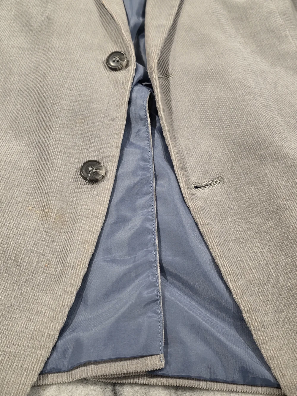 44L Men's C&A Canda European Corduroy Modern Blazer Light Gray Sport Coat